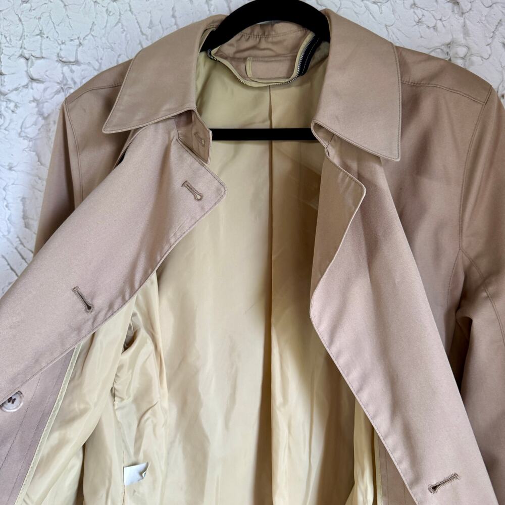 Vintage London Fog Trench Coat Tan Belted Classic Double Breasted Coat Size 18 - Picture 7 of 9